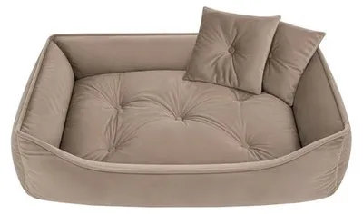 Produktbild von Purlov 28003 – Hundebett und Katzenbett, 70 x 50 cm, mit 2 Kissen, beige