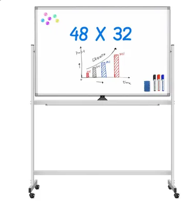 Mobiles Whiteboard 120x80 cm, doppelseitig, magnetisch, mit Rollen