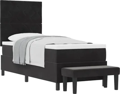 Produktbild von Boxspringbett mit Matratze Schwarz 80 x 200 cm Samt