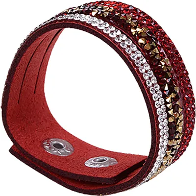 Produktbild von Damenmode-Kristall-Strass-Kunstleder-Armband, Armband für Bankett, Geschenk, Verabredung-Rot