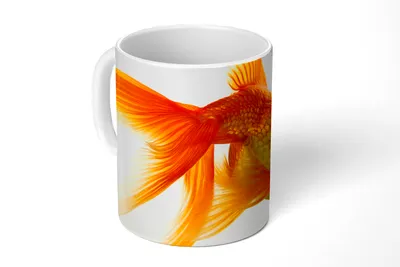 Produktbild von KitchenYeah® Tasse Kaffeetasse Kaffeebecher 350 ml Goldfisch - Meerestiere - Weiß Teetasse - Fototasse - Becher - Keramikbecher - Teebecher - Kaffeetasse - Bürotasse