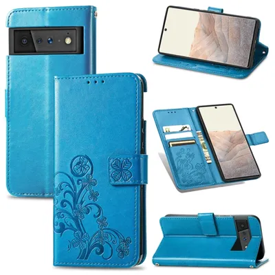 Immagine prodotto di Custodia König Design compatibile con Google Pixel 6, realizzata in ecopelle, per smartphone - Custodia per cellulare, colore blu