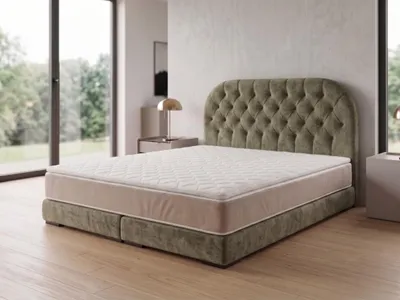 Produktbild von Polsterbett  LEON 4 mit Kopfteil, modernes gepolstertes Bett in 140 x 200 cm Farbe: Grün