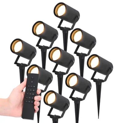 Produktbild von hoftronic LED Gartenstrahler Spikey 4W 2700K schwarz IP65 9er Set