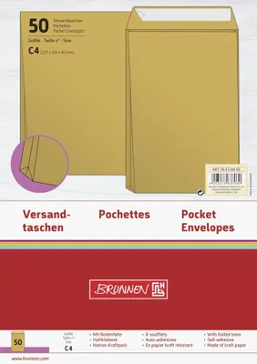 Produktbild von BRUNNEN Versandtasche C4 braun mit Bodenfalte 105344150