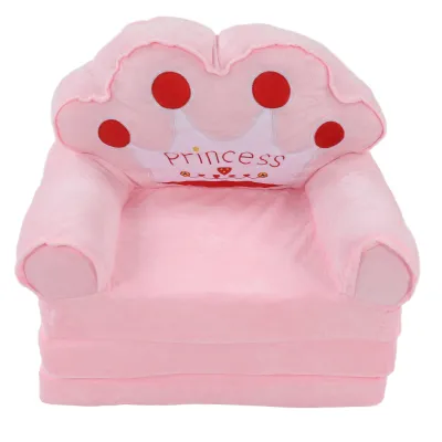 Zdjęcie produktu dla Składana sofa dziecięca 2 w 1, rozkładana, urocza sofa do sypialni i salonu, wzór w korony, różowa, 3 poziomy