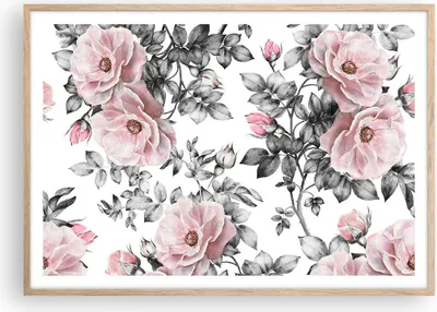 Produktbild von Gerahmtes Poster - Rahmen in heller Eiche - Blumen Blätter Pflanze Rose - 100x70 cm - Wand Bild - Wanddeko - Wandbilder - Wandposter - Bilderrahmen - Bilder - Kunstdruck - Wandbild - P2NAA100x70-2952