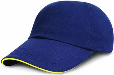 Produktbild von Result Headwear RC024XP | Herren Heavy Brushed Baumwolle Cap / Messingschnalle - Farbe: Navy/Yellow - Größe: One Size