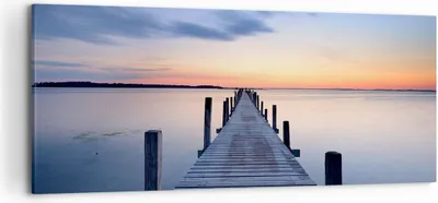 Produktbild von Bild auf Leinwand - Leinwandbild - Sonnenuntergang See Wasser Brücke - 120x50cm - Wand Bild - Wanddeko - Leinwanddruck - Bilder - Kunstdruck - Leinwand bilder - Wandkunst - AB120x50-2508