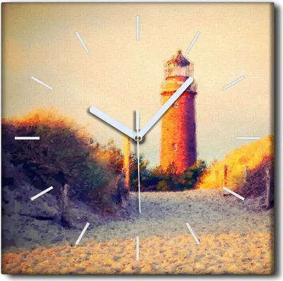 Produktbild von Coloray Uhr auf Leinwand 30x30 cm Wand Uhr Dekoration Wohnzimmer Segeltuch weiße Zeiger -Sandeleholz