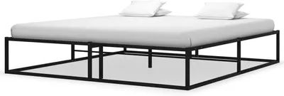 Produktbild von Metallbettgestell – Bettgestell mit Lattenrost – Schlafzimmergestaltung – Robustes, pulverbeschichtetes Metall – 180 x 200 cm – Schwarz