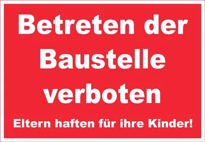 Produktbild von Betreten der Baustelle Schild weiß-rot A0 (841x1189mm)