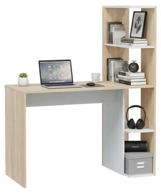 Produktbild von Schreibtisch Peekskill, 110 x 52 x 136 cm, Weiß und Eiche