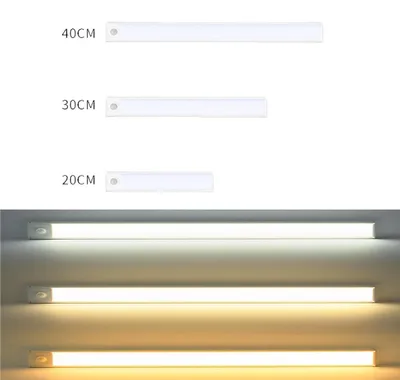 Immagine prodotto di INF Striscia LED ultrasottile PIR 3 colori PVC 20/30/40cm ricaricabile USB Bianco 30 cm