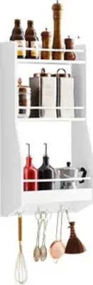 Produktbild von SoBuy KCR12-W Wandregal, Hängendes Regal, Badezimmerregal, Gewürzregal, Küchenregal, Weiß, Breite ca. 38 x 75 x 17 cm