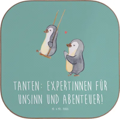 Produktbild von Mr. & Mrs. Panda Untersetzer für Gläser Tante Abenteuer - Meeresbrise - Geschenk, Holzuntersetzer, gläseruntersetzer, energisch, handgemacht, Tischuntersetzer, Coaster