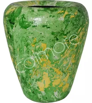 Immagine prodotto di Vaso verde e giallo, decorato con mosaico, dimensioni 50x50x57