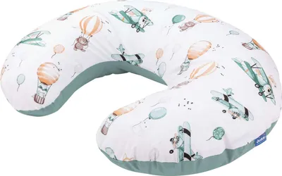 Produktbild von JUKKI® Stillkissen + Bezug SET Baumwolle Multifunktional 3in1 Schwangerschaftskissen Lagerungskissen Fütterungskissen [Balloon Travel]