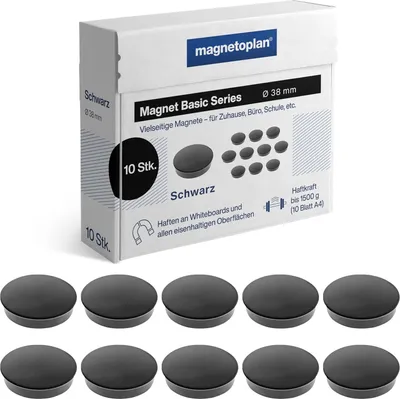 Immagine prodotto di magnetoplan 1863812 magnetoplan Magnete rotondo "Basic", 38 mm, nero
