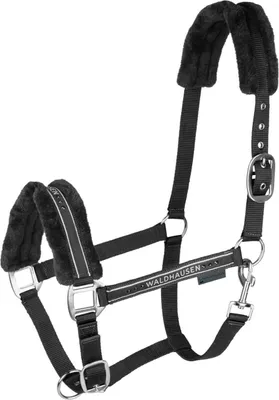 Produktbild von Waldhausen Halfter Elegant Kunstfell Pferdehalfter Schwarz/Schwarz VB