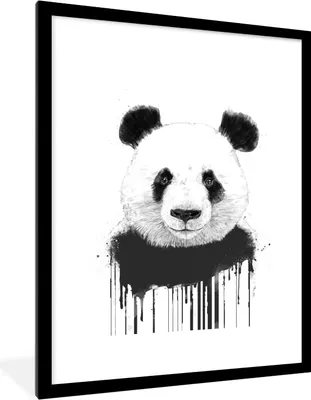 Produktbild von MuchoWow® Gerahmtes Poster Panda - Tropfen - Tiere - Weiß 60x80 cm - Poster mit Schwarzem Bilderrahmen Wandposter Rahmen Foto Bilder - Wohnzimmer - Dekorationen - Prämie