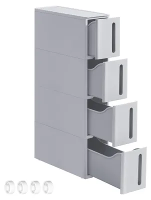 Produktbild von SONGMICS Nischenregal mit Rollen, 4 Schubladen, 17,3 x 45,2 x 84 cm