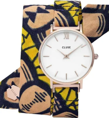 Produktbild von Cluse Damen Armbanduhr  Minuit Mino 33 mm Wickel-Stoffarmband  Armband Stoff CL30057