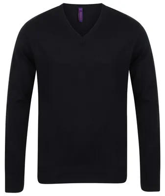 Produktbild von Henbury - Pullover für Herren, V-Ausschnitt, Leicht LT4419 (4XL) (Schwarz)