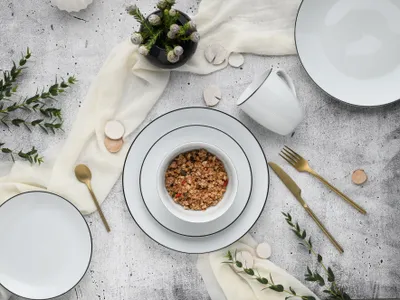 Produktbild von CreaTable, 16798, Luna Black Line, Kombiservice 16-tlg, Porzellan