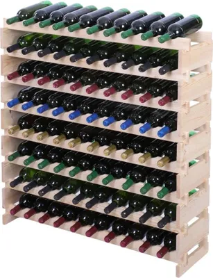 Produktbild von Weinregal VINOTECA FLEX PRO | HxBxT 107x103x28cm | 80 Flaschen auf 8 Ebenen | Massives Kiefernholz | Natur unbehandelt