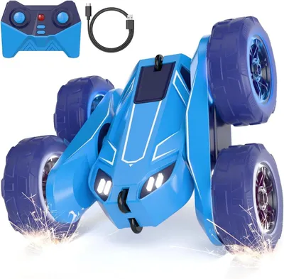 Produktbild von Ferngesteuertes Auto 4WD – 360° Stunt RC Auto mit Dual-USB-C-Ladung, LED-Licht, Gyro-Stabilisierung & 2,4-GHz-Fernbedienung, 15 km/h, 50 m Reichweite – für Kinder ab 3 Jahren