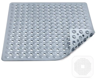 Produktbild von Badewannenmatte rutschfest 100x40cm Grau BPA-frei schimmelresistent maschinenwaschbar