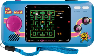 Produktbild von My arcade, 3-in-1 Retro-Handkonsole Ms. Pac-Man mit Farbdisplay und Trageschlaufe, Blau