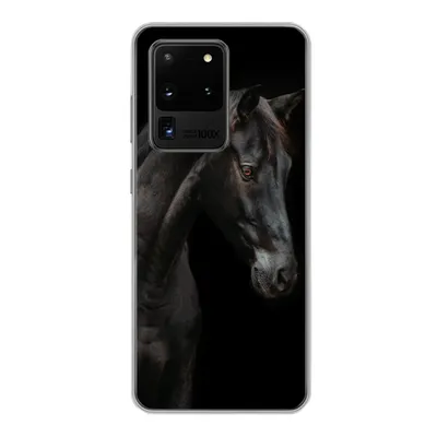 Produktbild von MuchoWow® Handyhülle Schutzhülle Hülle für Samsung Galaxy S20 Ultra Pferd - Tier - Schwarz Silikon Softcase Handy Hülle - Karteninhaber