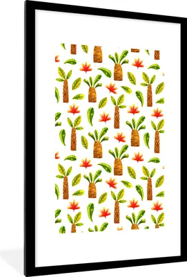 Produktbild von MuchoWow® Gerahmtes Poster Dschungel - Palme - Blätter 60x90 cm - Poster mit Schwarzem Bilderrahmen Wandposter Rahmen Foto Bilder - Dekoration - Wandposter Wohnzimmer - Hochwertig