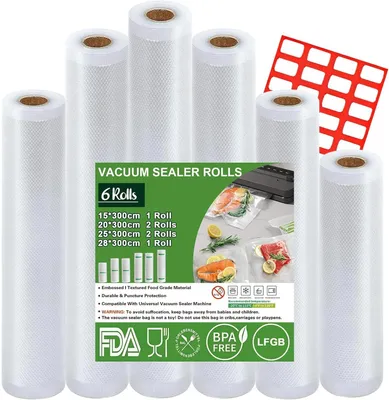 Imagen del producto de Rollo de bolsas de vacío de 28 cm x 3 m, sin BPA, resistente al desgarro, para la técnica de cocción sous vide