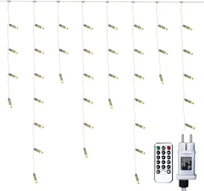 600 LED 15m Eiszapfen-Lichterkette, warmweiß, IP44, mit Fernbedienung