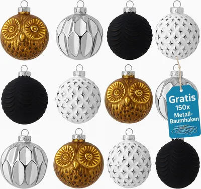 Produktbild von 12er Set Weihnachtskugeln Glas Christbaumkugeln Christbaumschmuck Kugeln O6