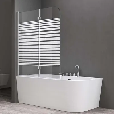 Produktbild von doporro Duschwand für Badewanne Badewannenaufsatz 120x140cm Duschabtrennung 6mm ESG-Sicherheitsglas teilsatiniert inkl. NANO Badewannenfaltwand