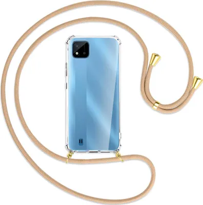 Produktbild von Handykette Backcover-Schutzhülle mit Band (Metall goldfarben) für Realme C11 2021 / C20 / C20A - beige