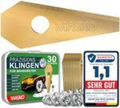 Produktbild von MASKO® Ersatzmesser Klingen für Mähroboter | Rasenmäher Messer universal inkl. innovativen Schrauben | Ersatzklingen Rasenroboter langlebig Titan-Beschichtung