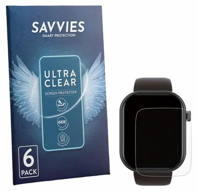 Produktbild von 6x Für Smartwatch IDW13 / IDW15 / IDW19 1.8" Schutzfolie Savvies Displayschutz Display Schutz Folie Klar Transparent