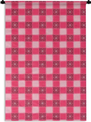 Produktbild von MuchoWow® Wandteppich Wandbehang Rosa - Muster - Blumen 120x180 cm Tapisserie Dekoration Wandtuch - Schlafzimmer - Dekorationen für das Haus
