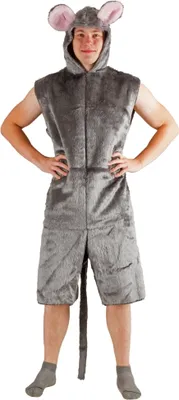 Maus Kostüm graue Maus für Erwachsene Gr. S-XL Tier Tierkostüm für Damen & Herren Fasching Karneval Mottoparty