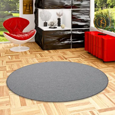 Produktbild von Feinschlingen Velour Teppich Strong Anthrazit Rund, Größe:300 cm Rund