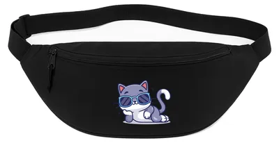 Produktbild von Huuraa Bauchtasche Cool Cat Comic 2,5 Liter Black Polyester Crossbody Bag Geschenkidee