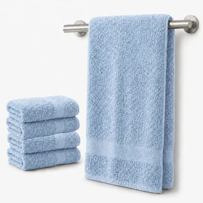 Produktbild von Komfortec 4er Handtücher 50x100 cm Set aus 100% Baumwolle, 470g/m², Frottee, Weich, Hellblau