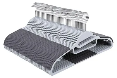 Obrázok produktu pre Vešiaky na oblečenie, 50 kusov – z velúru – protišmykové – tmavošedé – 41,5 x 22,5 x 0,5 cm