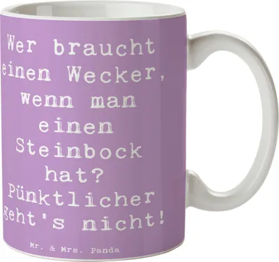 Produktbild von Mr. & Mrs. Panda Tasse Spruch Steinbock Wecker - Lavendeltraum - Geschenk, Pott, Humor, traditionell, kaffeetasse keramik, Horoskop, Becher, Sternzeichen, Disziplin