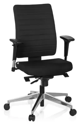 Produktbild von hjh OFFICE Profi Bürostuhl PRO-TEC 350 Ergonomischer Schreibtischstuhl mit Armlehnen (höhenverstellbar) Stoff Schwarz Drehstuhl für Büro, Zuhause